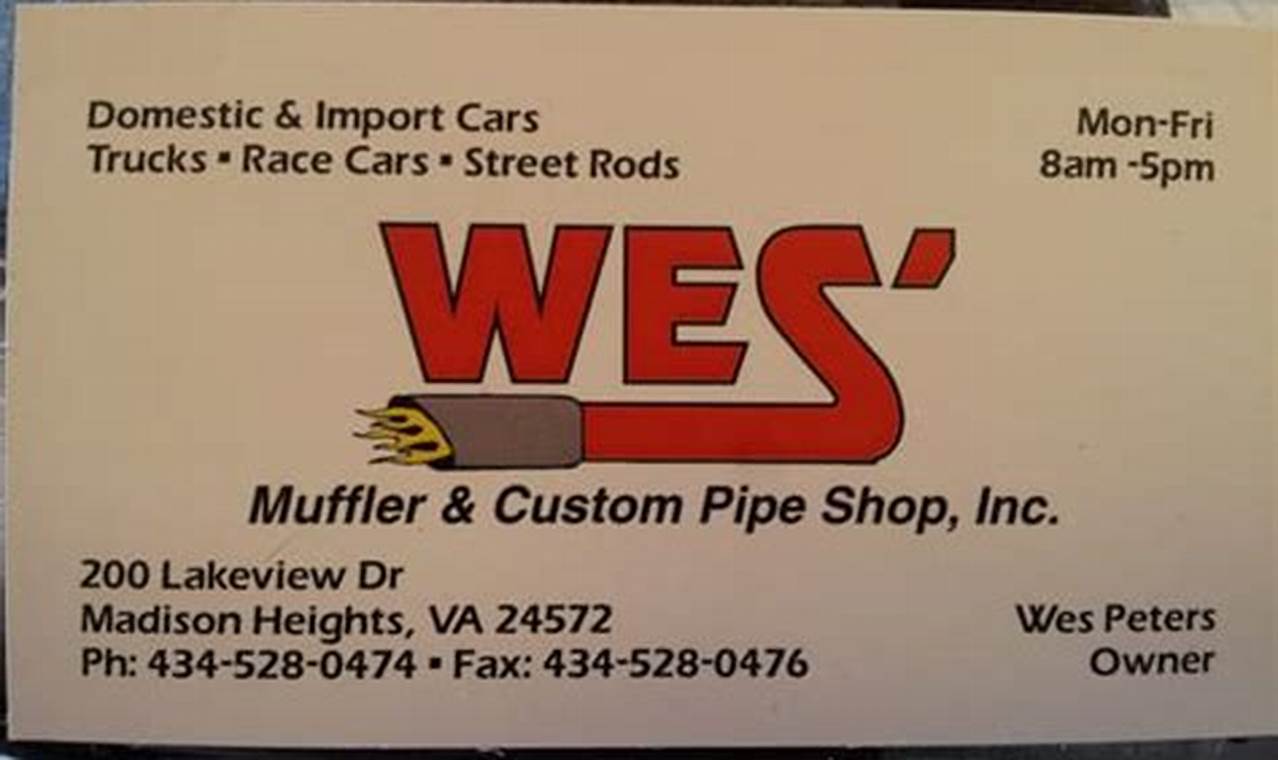 Wes Muffler: Expert Muffler Repair in Madison Heights, VA | Best Mufflers for Cars & Trucks | Performance, Sound & Durability Upgrades